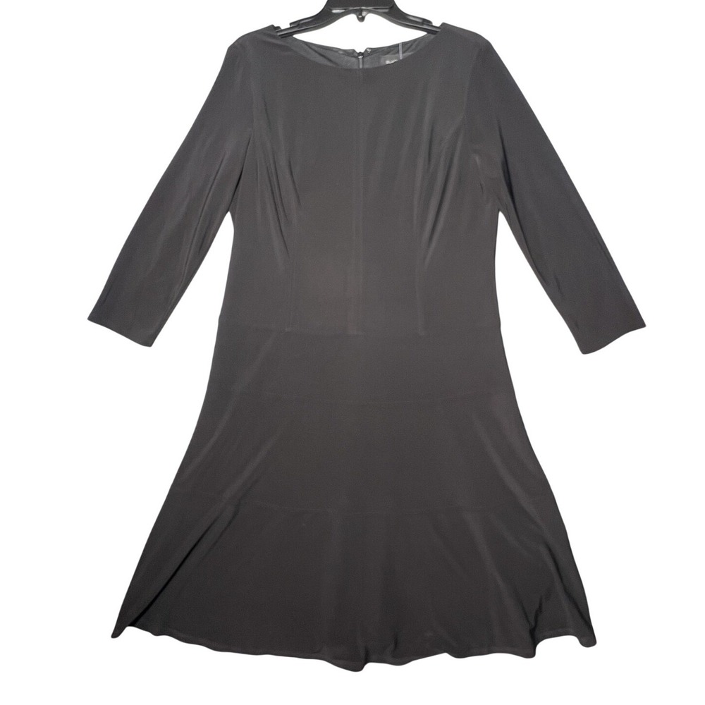 Black Label by Evan-Picone Women's Black Midi Dress Size 12 Long Sleeve Zip Back